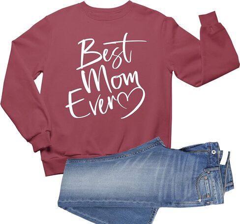 Go All Out Script Best Mom Ever Heart Idea Mens Sweatshirt Crewneck in Saudi Arabia
