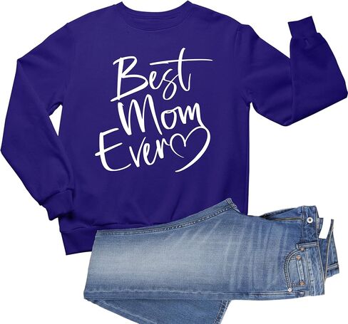 Go All Out Script Best Mom Ever Heart Idea Mens Sweatshirt Crewneck in Saudi Arabia