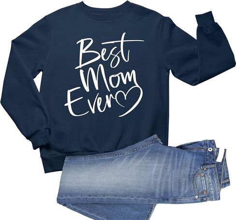Go All Out Script Best Mom Ever Heart Idea Mens Sweatshirt Crewneck in Saudi Arabia