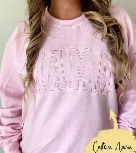 Personalized Embroidered Mama Sweatshirt With Kid Names On Sleeve, Mom Sweatshirt For Women, Gifts For Mom Grandma in Saudi Arabia
