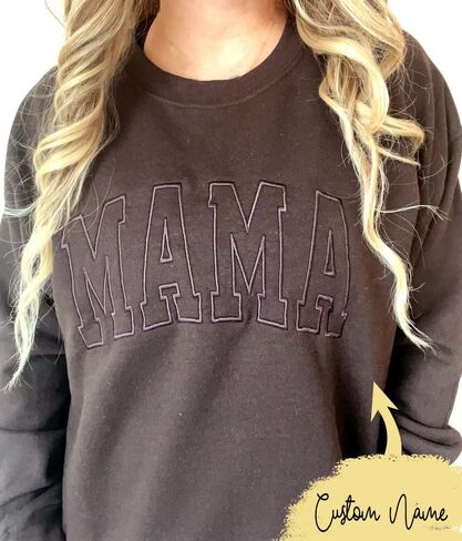 Personalized Embroidered Mama Sweatshirt With Kid Names On Sleeve, Mom Sweatshirt For Women, Gifts For Mom Grandma in Saudi Arabia