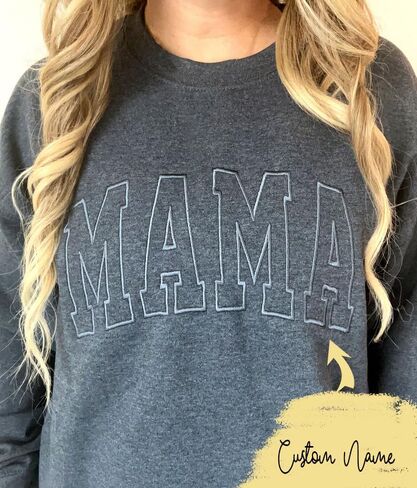Personalized Embroidered Mama Sweatshirt With Kid Names On Sleeve, Mom Sweatshirt For Women, Gifts For Mom Grandma in Saudi Arabia
