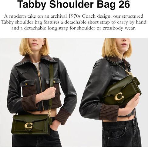 Coach Tabby Shoulder Bag 26 in Spazzolato Leather, B4/Olive in Saudi Arabia