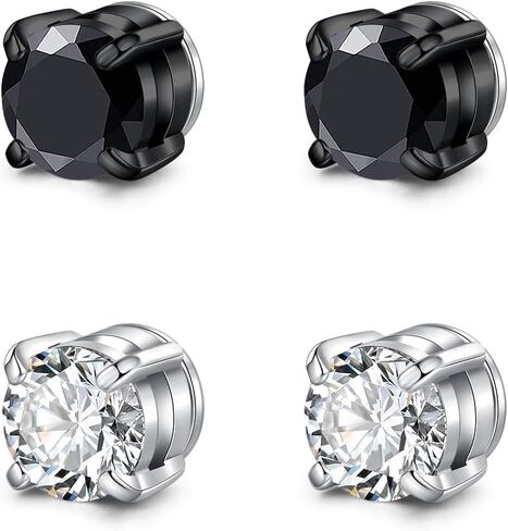 Men's Magnetic Earrings - Non Piercing Lightweight Diamond Stud Design, 3mm-6mm Hypoallergenic Magnet Earrings Fake Studs in Saudi Arabia