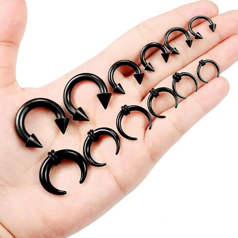 14/12/10/8/6/4g Pincher Septum Gauge Stretching Kit Nose Piercing Rings Jewelry in Saudi Arabia