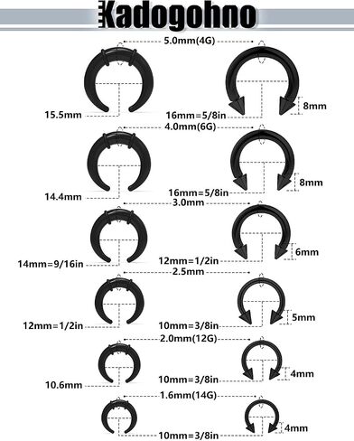 14/12/10/8/6/4g Pincher Septum Gauge Stretching Kit Nose Piercing Rings Jewelry in Saudi Arabia
