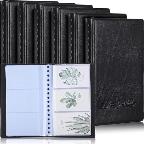 6 Pcs Leather Business Card Book Holder Organizer Sleeve Storage Business Card Holder Organizer 300 Cards Portable Credit Card Organizer Business Card Binder for Men Women Office in Kuwait