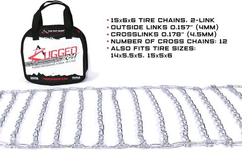 The ROP Shop Pair of 2 Link Tire Chains 15x6x6, 14x5.5x5, 15x5x6 for John Deere X155R & X300 in Saudi Arabia