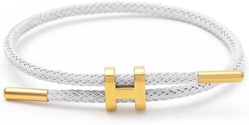 Bracelets for Women Men Adjustable Charm Bracelet Titanium Steel Wire Rope Bracelets 18k Gold-Plated H-Shape Buckle Design Women's Gift Jewelry in Kuwait