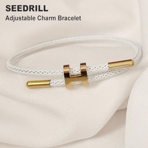 Bracelets for Women Men Adjustable Charm Bracelet Titanium Steel Wire Rope Bracelets 18k Gold-Plated H-Shape Buckle Design Women's Gift Jewelry in Kuwait