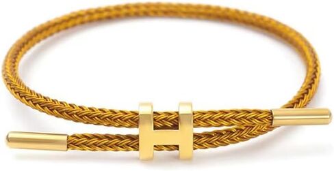 Bracelets for Women Men Adjustable Charm Bracelet Titanium Steel Wire Rope Bracelets 18k Gold-Plated H-Shape Buckle Design Women's Gift Jewelry in Kuwait