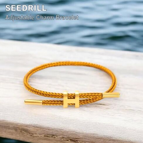 Bracelets for Women Men Adjustable Charm Bracelet Titanium Steel Wire Rope Bracelets 18k Gold-Plated H-Shape Buckle Design Women's Gift Jewelry in Kuwait
