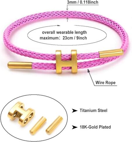 Bracelets for Women Men Adjustable Charm Bracelet Titanium Steel Wire Rope Bracelets 18k Gold-Plated H-Shape Buckle Design Women's Gift Jewelry in Kuwait