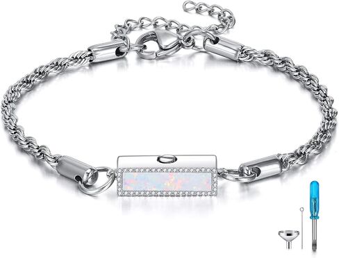 Larimar/Opal/Moonstone/Black Onyx/Turquoise Urn Bracelet 925 Sterling Silver Memorial Pendant Locket Bracelet for Women in Saudi Arabia