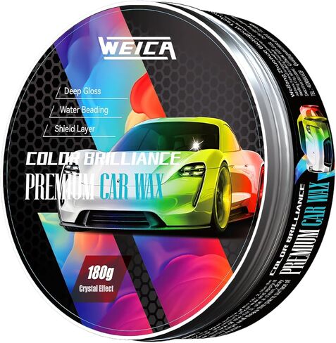 شمع السيارة باللون الأسود الصلب للسيارات السوداء، منظف مجموعة شمع السيارة كارنوبا، طلاء سيراميك تلقائي مقاوم للخدش، 180 جرام مع إسفنجة شمع ومنشفة مجانية - أسود in Kuwait