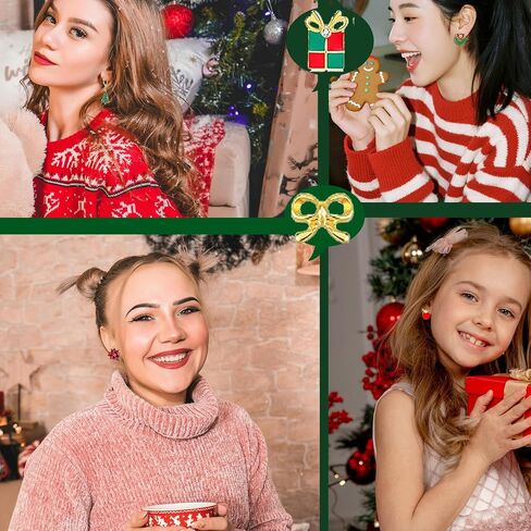 Christmas Earrings Bulk for Women Teens,20 Pairs Hypoallergenic Holiday Stud Earring Set Cute Santa Claus Reindeer Snowflakes Snowman Christmas Tree Earring Stud Fun Holiday Earrings variety Pack Winter Jewelry in Saudi Arabia
