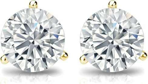 Diamond Deal IGI معتمد .50CT إلى 5.00 قيراط مستدير في المختبرات الرائعة المزرعة بأقراط مسمار 3 شريحة بأصفر أو ذهبي أصفر أو وردي مع إغلاق الظهر الدفع in Kuwait