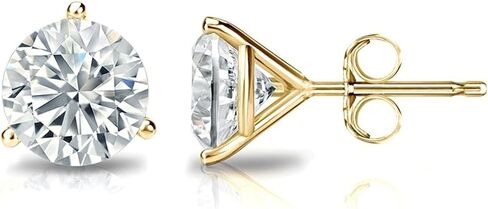 Diamond Deal IGI معتمد .50CT إلى 5.00 قيراط مستدير في المختبرات الرائعة المزرعة بأقراط مسمار 3 شريحة بأصفر أو ذهبي أصفر أو وردي مع إغلاق الظهر الدفع in Kuwait