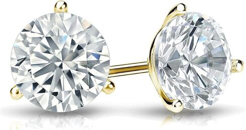 Diamond Deal IGI معتمد .50CT إلى 5.00 قيراط مستدير في المختبرات الرائعة المزرعة بأقراط مسمار 3 شريحة بأصفر أو ذهبي أصفر أو وردي مع إغلاق الظهر الدفع in Kuwait