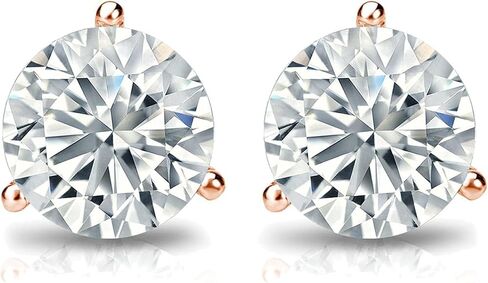 Diamond Deal IGI معتمد .50CT إلى 5.00 قيراط مستدير في المختبرات الرائعة المزرعة بأقراط مسمار 3 شريحة بأصفر أو ذهبي أصفر أو وردي مع إغلاق الظهر الدفع in Kuwait