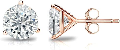 Diamond Deal IGI معتمد .50CT إلى 5.00 قيراط مستدير في المختبرات الرائعة المزرعة بأقراط مسمار 3 شريحة بأصفر أو ذهبي أصفر أو وردي مع إغلاق الظهر الدفع in Kuwait