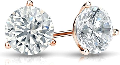 Diamond Deal IGI معتمد .50CT إلى 5.00 قيراط مستدير في المختبرات الرائعة المزرعة بأقراط مسمار 3 شريحة بأصفر أو ذهبي أصفر أو وردي مع إغلاق الظهر الدفع in Kuwait