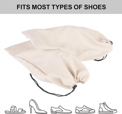 LAKE OF FIRE 8 Pcs Single Shoe Bags for Travel - 18"X9" Packing Shoe Travel Bags for Suitcase, Shoes (Beige) in Kuwait