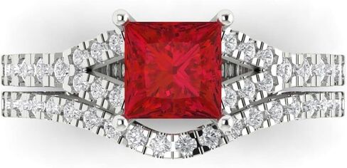 Clara Pucci 3.36 CT Princess Cut خلقت Ruby 14K الذهب الأبيض Solitaire مع لهجات الزفاف in Saudi Arabia