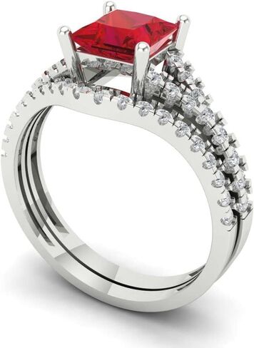 Clara Pucci 3.36 CT Princess Cut خلقت Ruby 14K الذهب الأبيض Solitaire مع لهجات الزفاف in Saudi Arabia