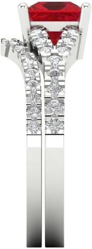 Clara Pucci 3.36 CT Princess Cut خلقت Ruby 14K الذهب الأبيض Solitaire مع لهجات الزفاف in Saudi Arabia