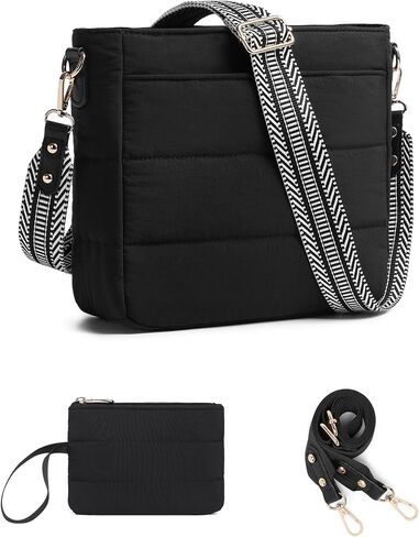 Purses for Women 2PCS Puffer Quilted Crossbody Shoulder Hobo Bags Trendy Ladies Handbag with Coin Wallet 2 Adjustable Straps in Kuwait