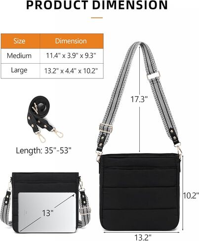 Purses for Women 2PCS Puffer Quilted Crossbody Shoulder Hobo Bags Trendy Ladies Handbag with Coin Wallet 2 Adjustable Straps in Kuwait