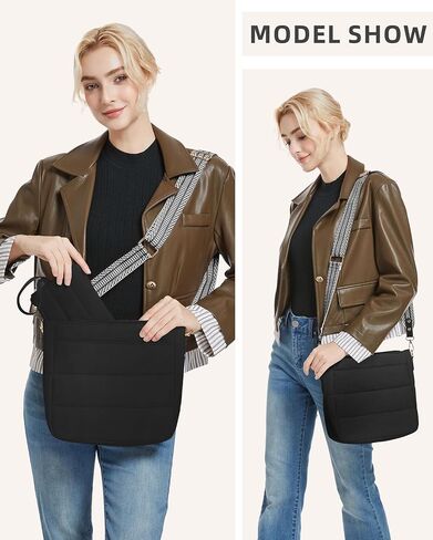 Purses for Women 2PCS Puffer Quilted Crossbody Shoulder Hobo Bags Trendy Ladies Handbag with Coin Wallet 2 Adjustable Straps in Kuwait