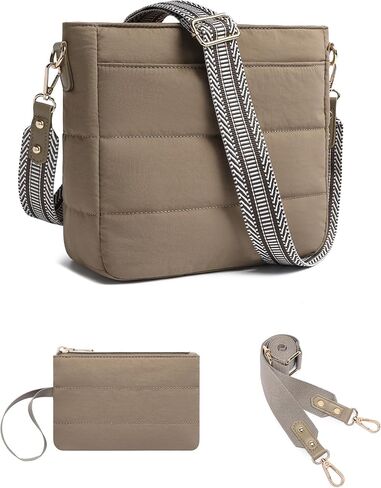 Purses for Women 2PCS Puffer Quilted Crossbody Shoulder Hobo Bags Trendy Ladies Handbag with Coin Wallet 2 Adjustable Straps in Kuwait