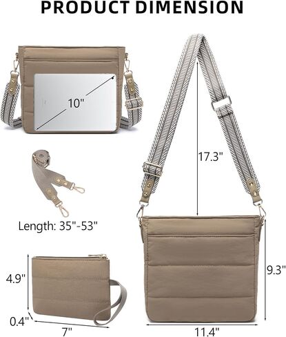Purses for Women 2PCS Puffer Quilted Crossbody Shoulder Hobo Bags Trendy Ladies Handbag with Coin Wallet 2 Adjustable Straps in Kuwait
