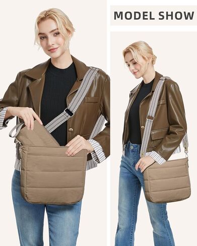 Purses for Women 2PCS Puffer Quilted Crossbody Shoulder Hobo Bags Trendy Ladies Handbag with Coin Wallet 2 Adjustable Straps in Kuwait