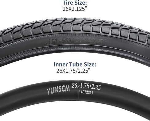 YUNSCM 2-PCS 26" Bike Tires 26x2.125/57-559 and 26" Heavy Duty Bike Tubes Schrader Valve Compatible with Mountain/Off Road Bike 26x1.95 26x2.0 26x2.10 26x2.125 26x2.15 Bicycle Tires and Tubes (P-1133) in Saudi Arabia