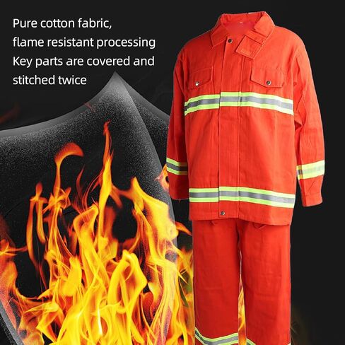 plplaaoo Flame Safety Suit Heat Protective Clothing Zip Up Cotton Apparel with Reflective Strips Type 97 Fireproof Workwear for Industrial Workers Construction Electricians Reflective (XXL) in Saudi Arabia