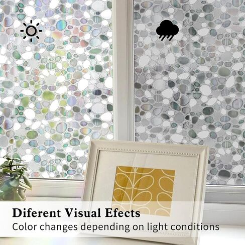 Total Blackout Window Film Privacy, 100% UV Blocking, Dark Window Tint for Home Decorative Window Film Static Cling Heat Control Window Clings for Bathroom, 3D Pebble Pattern, Black 17.5'' x 78.7'' in Saudi Arabia
