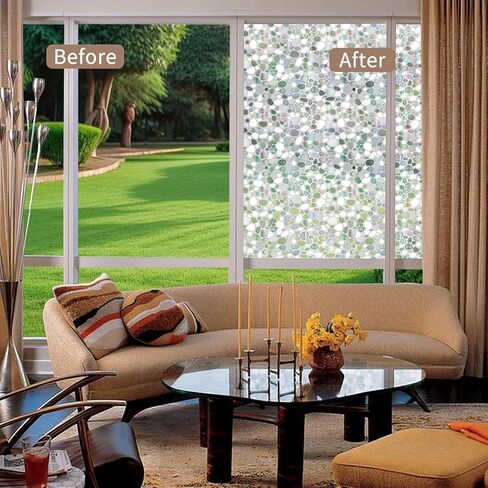 Total Blackout Window Film Privacy, 100% UV Blocking, Dark Window Tint for Home Decorative Window Film Static Cling Heat Control Window Clings for Bathroom, 3D Pebble Pattern, Black 17.5'' x 78.7'' in Saudi Arabia