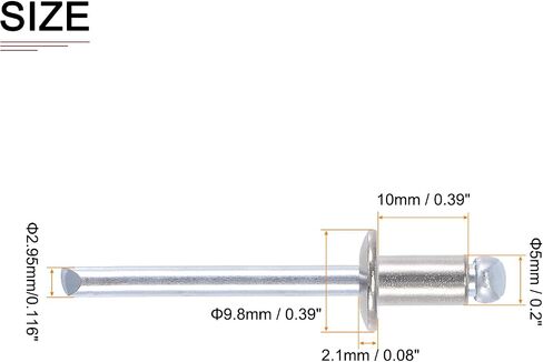 4mm x 13mm (DxL) Blind Rivets - 100Pack - Good for Machinery Joining - 304 Stainless Steel Dome Open End Rivet in Saudi Arabia