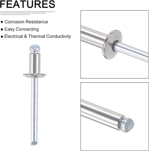 4mm x 13mm (DxL) Blind Rivets - 100Pack - Good for Machinery Joining - 304 Stainless Steel Dome Open End Rivet in Saudi Arabia