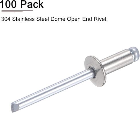 4mm x 13mm (DxL) Blind Rivets - 100Pack - Good for Machinery Joining - 304 Stainless Steel Dome Open End Rivet in Saudi Arabia