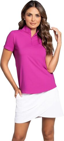 IBKUL Women's Sun Protective UPF 50+ Cooling Short Sleeve Mock Neck - 87000 Lime Solid L in Saudi Arabia