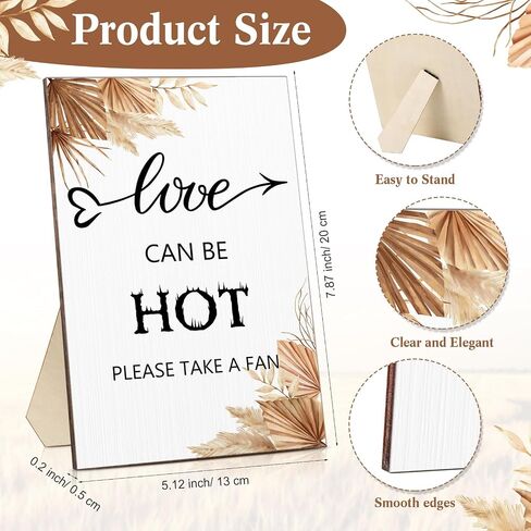 51 Pcs Wedding Fans for Guests Flower Wedding Favors 50 Flower Heart Wedding Paper Fans with Wood Handle, 1 Pcs Love Can Be Hot Wooden Wedding Table Sign Bridal Shower Favor in Saudi Arabia