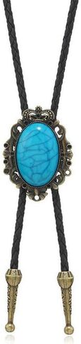 Bolo Tie for Women Men Western Necklace Jewelry Country Concert Outfits Turquoise Necklace Cowboy Chic Cowgirl Accessories Bohemian Necklaces Cowboy Accessories for Women in Saudi Arabia