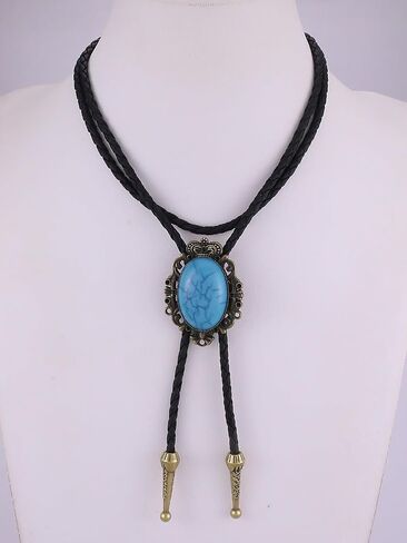 Bolo Tie for Women Men Western Necklace Jewelry Country Concert Outfits Turquoise Necklace Cowboy Chic Cowgirl Accessories Bohemian Necklaces Cowboy Accessories for Women in Saudi Arabia