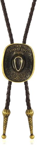 Western Cowboy Bolo Tie Men Leather Necktie Leather Cord Gold Halloween Ties Accessories for Men Women in Saudi Arabia