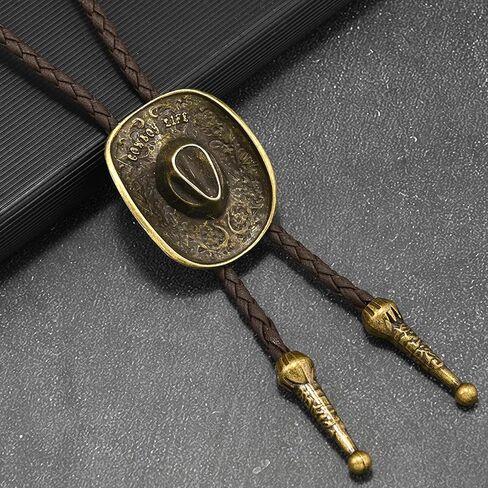Western Cowboy Bolo Tie Men Leather Necktie Leather Cord Gold Halloween Ties Accessories for Men Women in Saudi Arabia