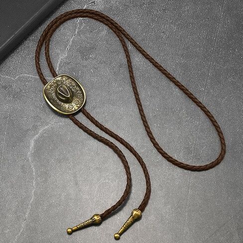 Western Cowboy Bolo Tie Men Leather Necktie Leather Cord Gold Halloween Ties Accessories for Men Women in Saudi Arabia